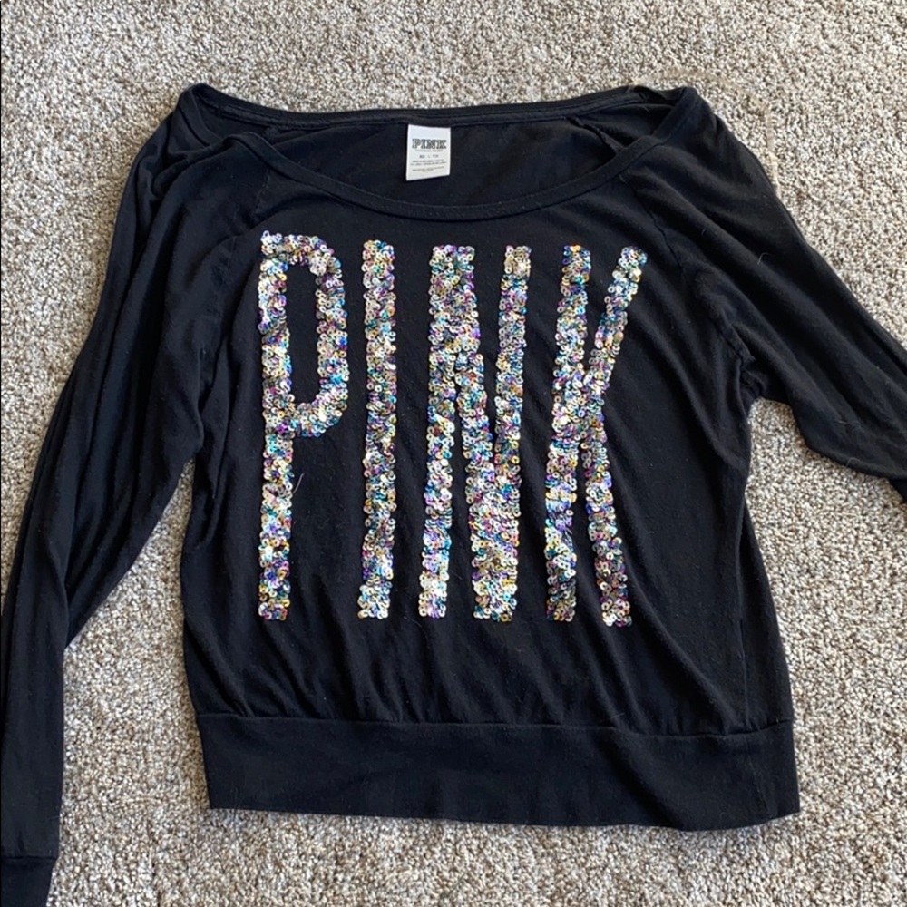 black V.S. pink shirt with sequence